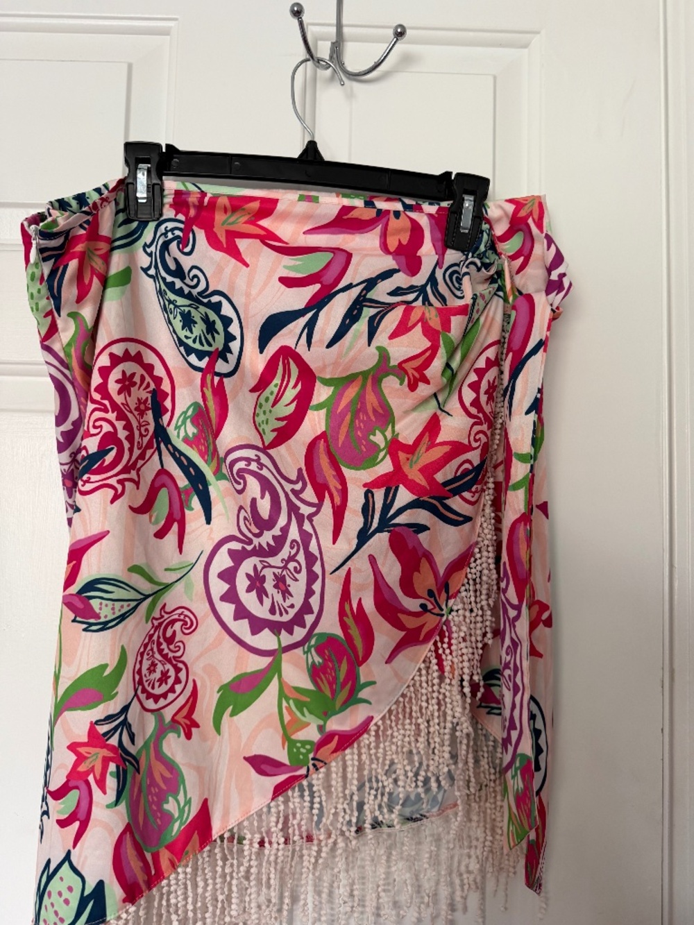 Paisley print knot wrap skirt